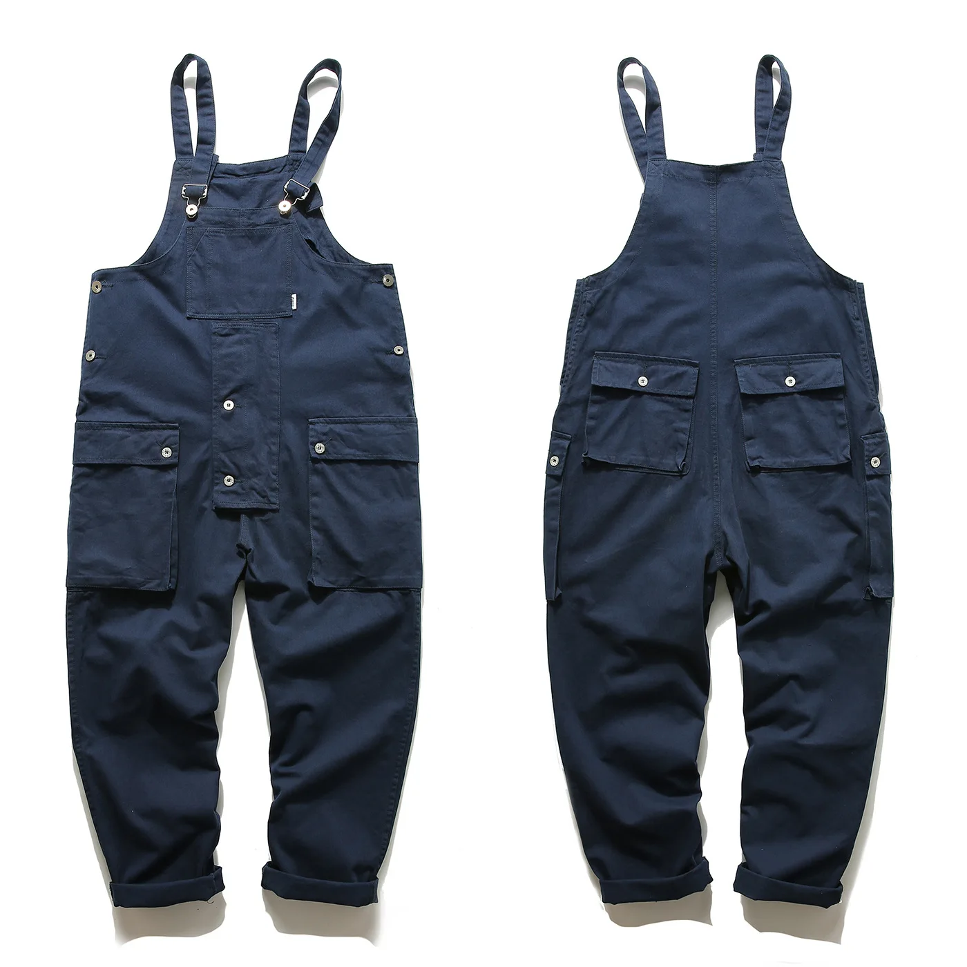 Bonusbiw Men's American Casual Overalls Suspender Pants, Work Trousers with Long Pants, Amekaji Trendy Brand, Loose Suspender Pants.