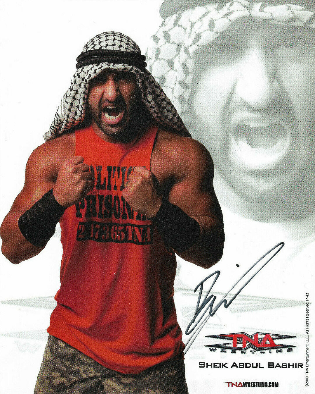 TNA SHEIK ABDUL BASHIR P-43 HAND SIGNED AUTOGRAPHED 8X10 PROMO Photo Poster painting PROOF COA