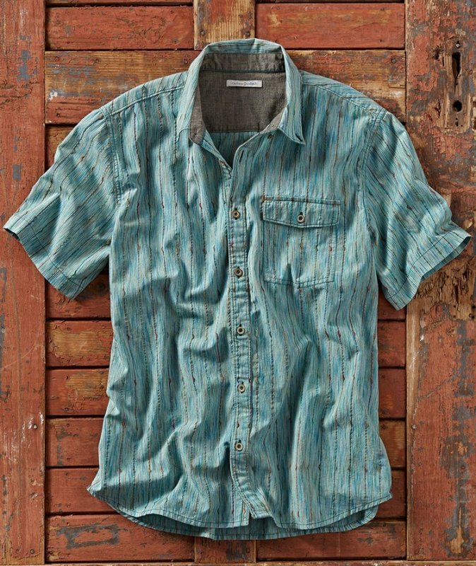 Men's multicolor thread pattern cotton linen shirt