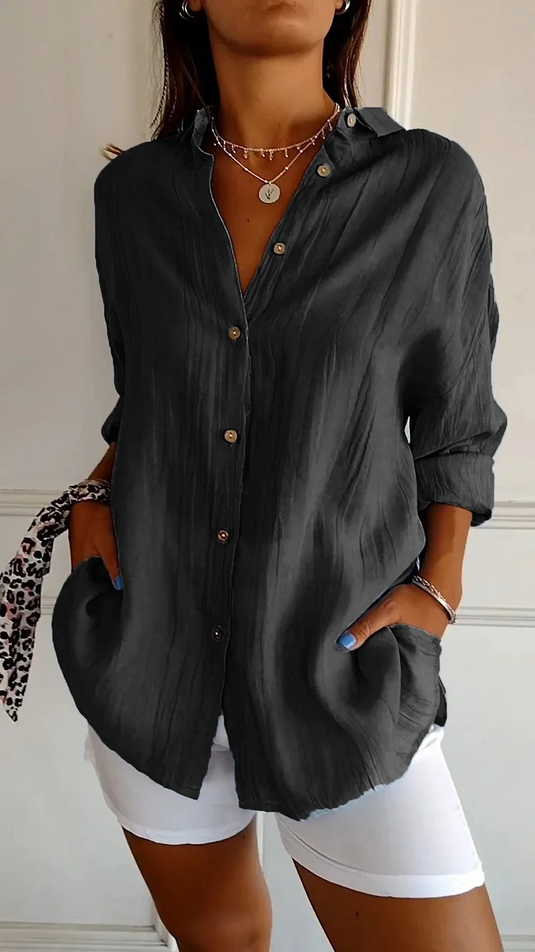Single-breasted Pleated Lapel Shirt(BUY 2 FREE SHIPPING)