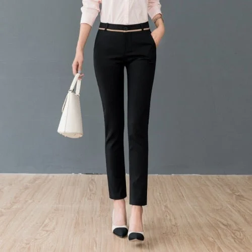 Women Pants Fashion 2020 Spring High Waist Office Lady Trousers Workwear Ankle-length Casual Woman Stretchy Slim Pencil Pants