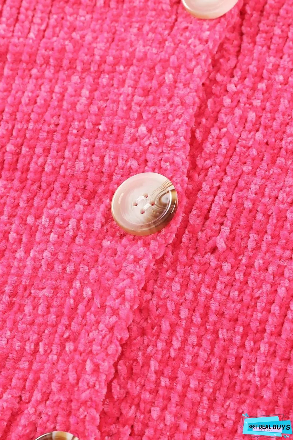 Rose Buttons Front Pocketed Sweater Cardigan