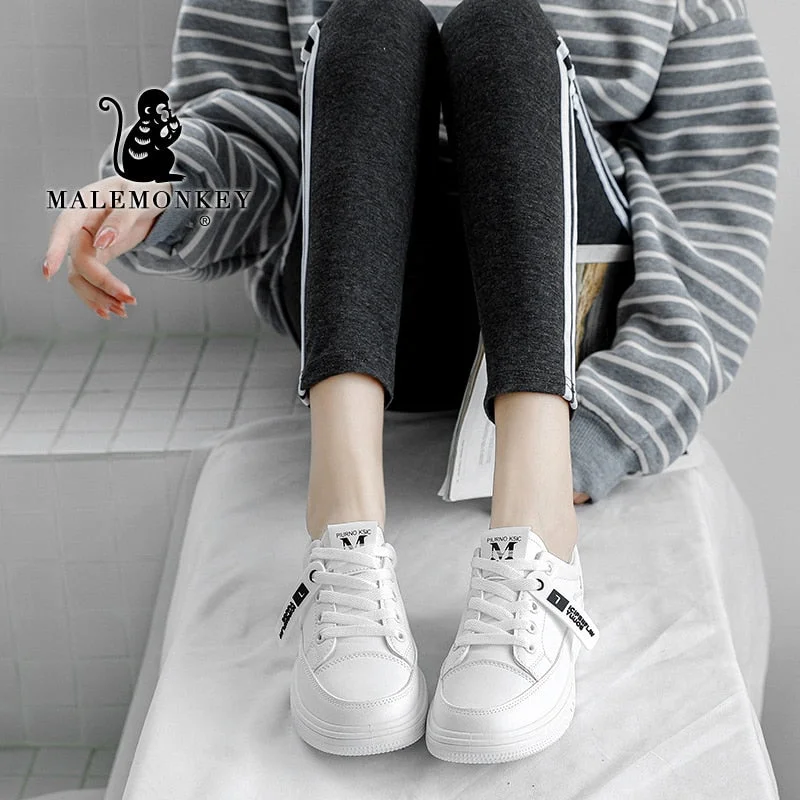 Casual White Shoes Women Flats 2021 Autumn Platform Sneakers Breathable Shoes Outdoor Sports Women Shoes Comfortable Lace Up