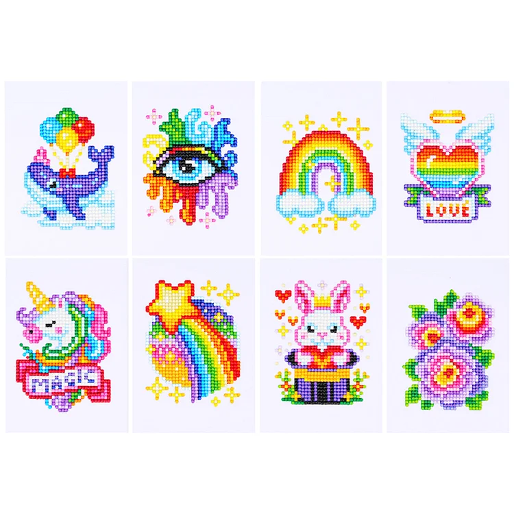 【Mini Set】8pcs Colorful Cartoons 12*17cm (Canvas) Full Round Drill Diamond Painting gbfke