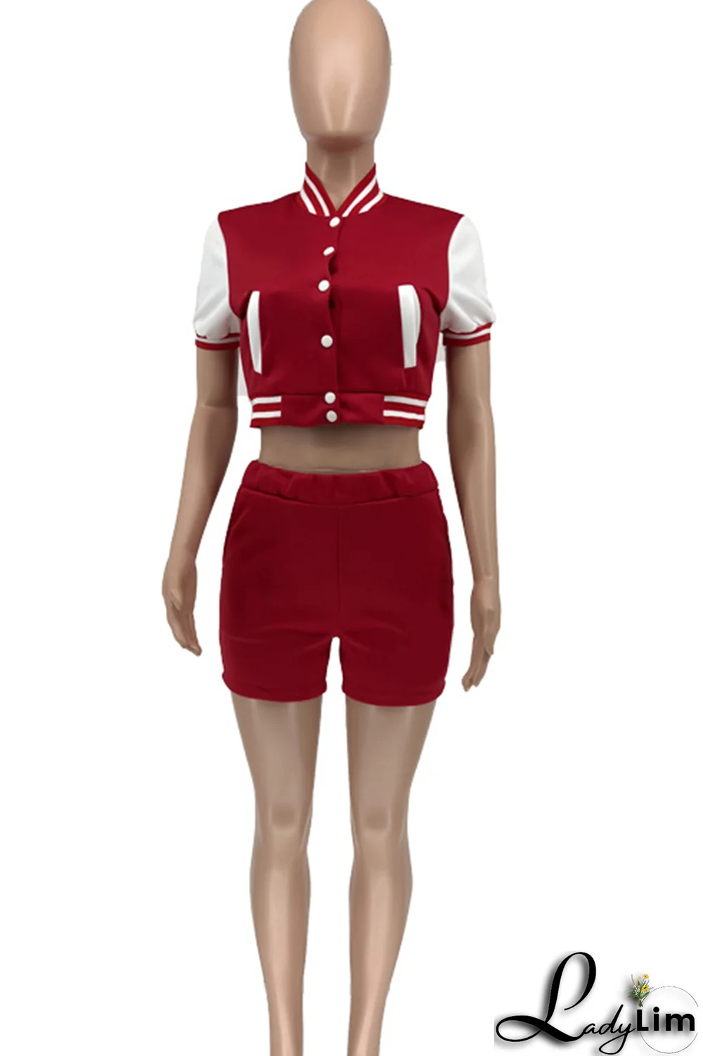 Coffee Casual Solid Split Joint Short Sleeve Two Pieces