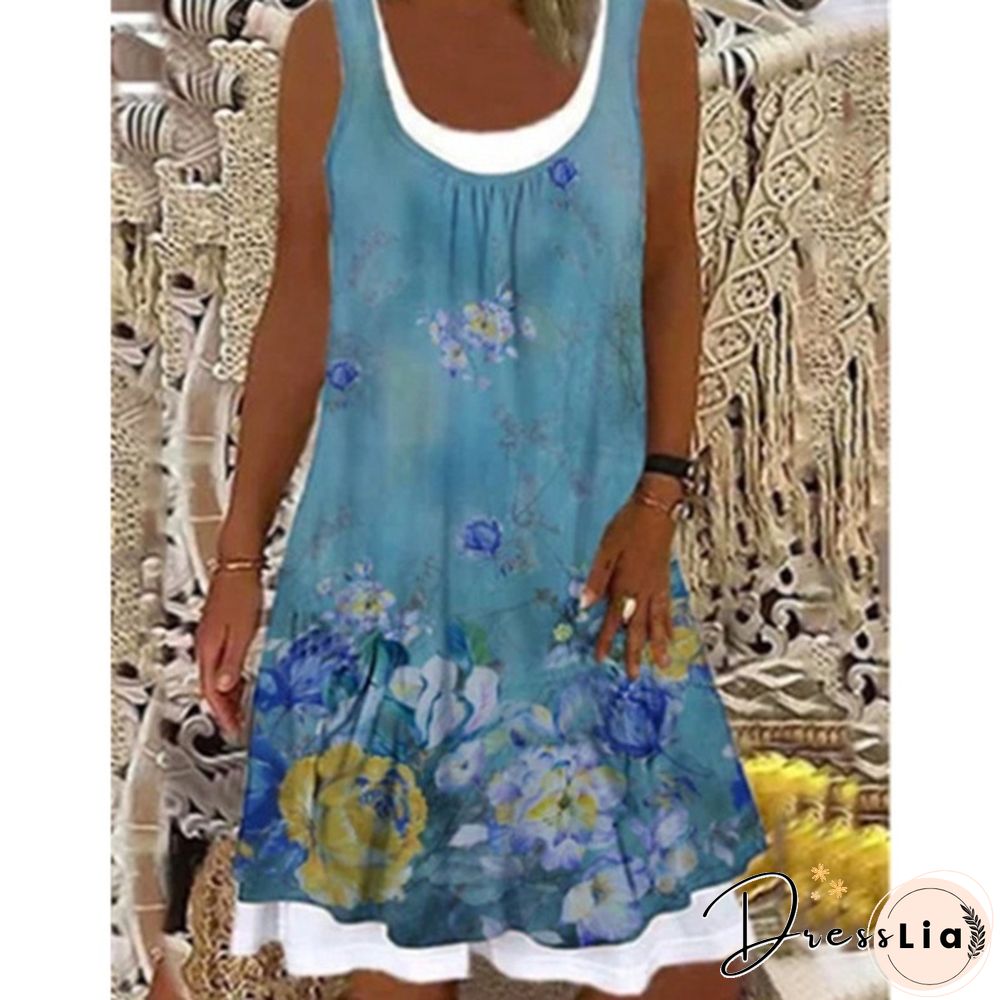 Women's Fashion New Spring Casual Temperament Suspender Type Sleeveless Round Neck A-line Skirt Dress