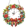 2D Flat DIY Christmas Wreath Acrylic Diamond Painting Clock Pendant Home Decor