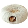 Winter Warm Cat Cave Round Foldable Cat House Long Plush Cat Tunnel Bed Cat Tube