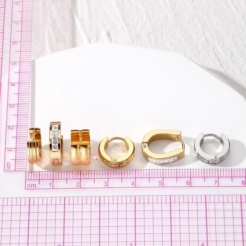 1 Pair Minimalist Color Block Inlay 201 Stainless Steel Zircon Earrings