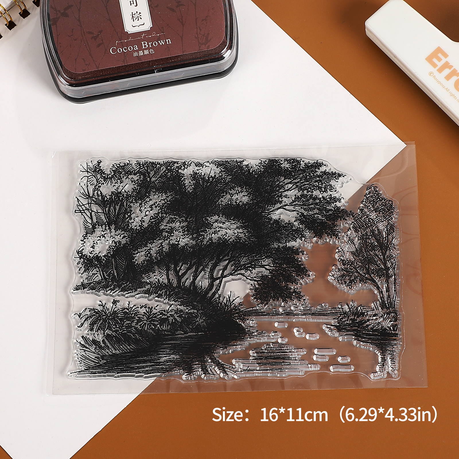 Silicone Stamp - Vintage Butterfly Tree Landscaping Transparent 