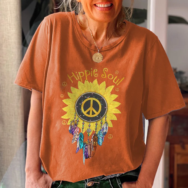 Sunflower Dream Catcher Printed Tees