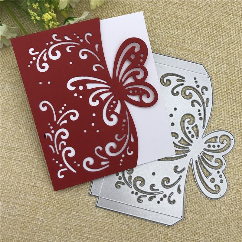 Butterfly envelope greeting card Metal Cutting Dies Stencil Scrapbooking Photo Album Card Paper Embossing Craft DIY