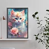 [Stock limit&eacute; - Peinture diamant](Grande Taille) Chaton sous les fleurs volantes-plein rond diamant peinture-40 * 60cm