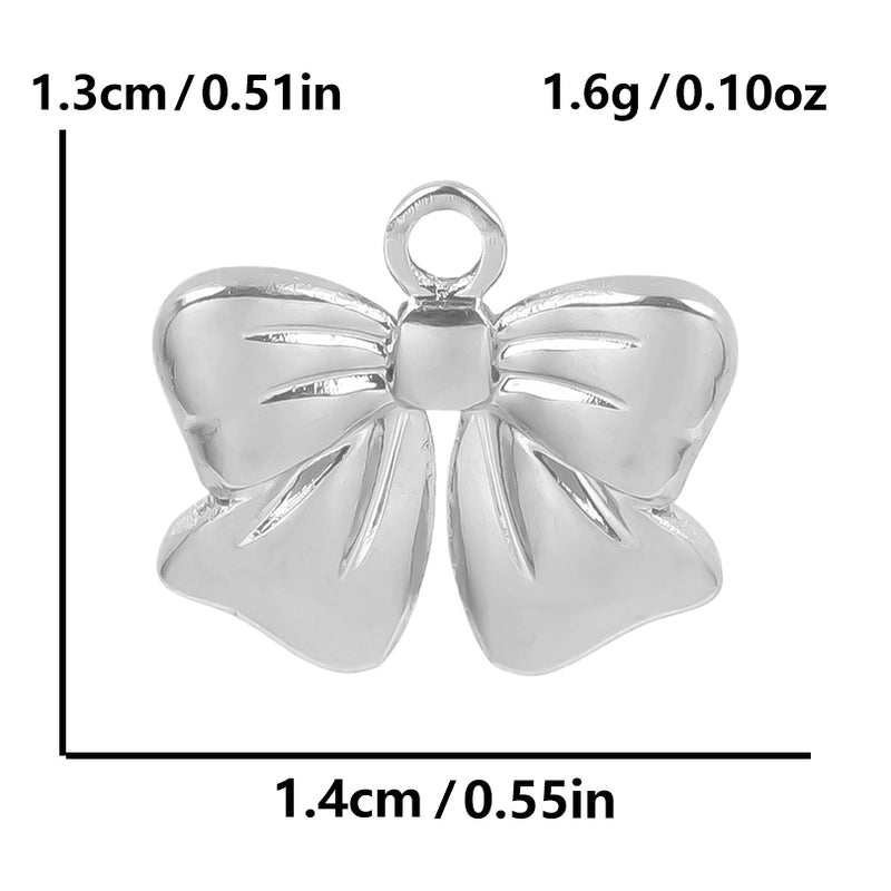 5 Pieces 28*20mm 28*42mm 33*29mm 304 Stainless Steel 18K Gold Plated Bow Knot Polished Pendant