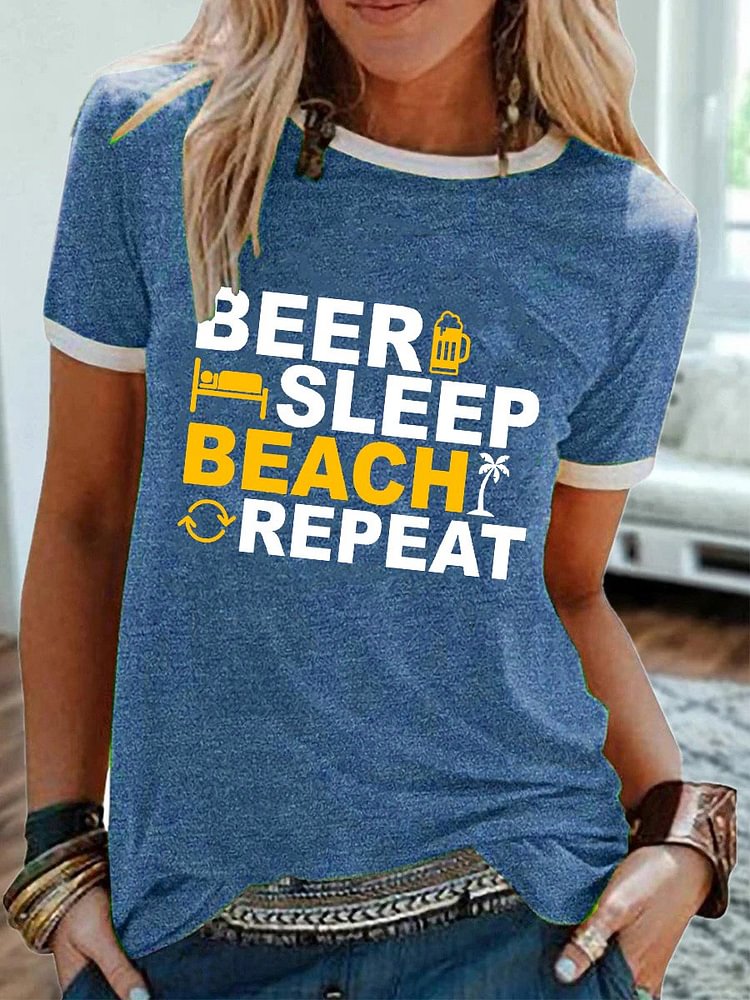 Bestdealfriday Beer Sleep Beach Repeat Graphic Tee