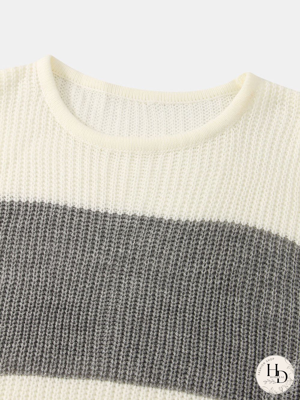 Contrast Color Stripe Long Sleeve O-neck Knit Sweater