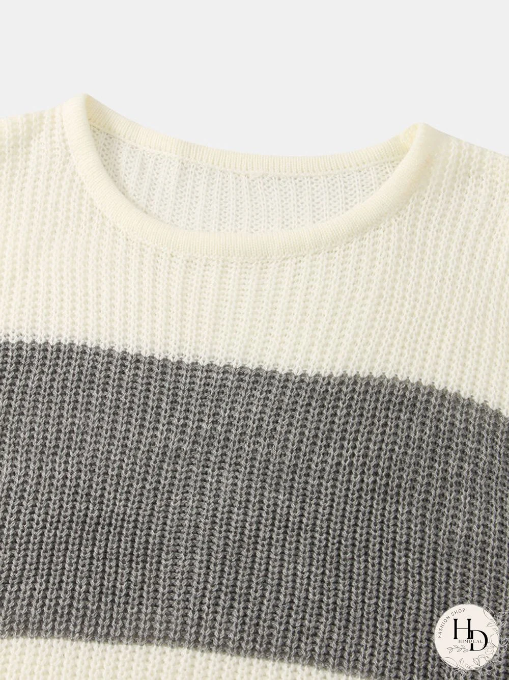 Contrast Color Stripe Long Sleeve O-neck Knit Sweater