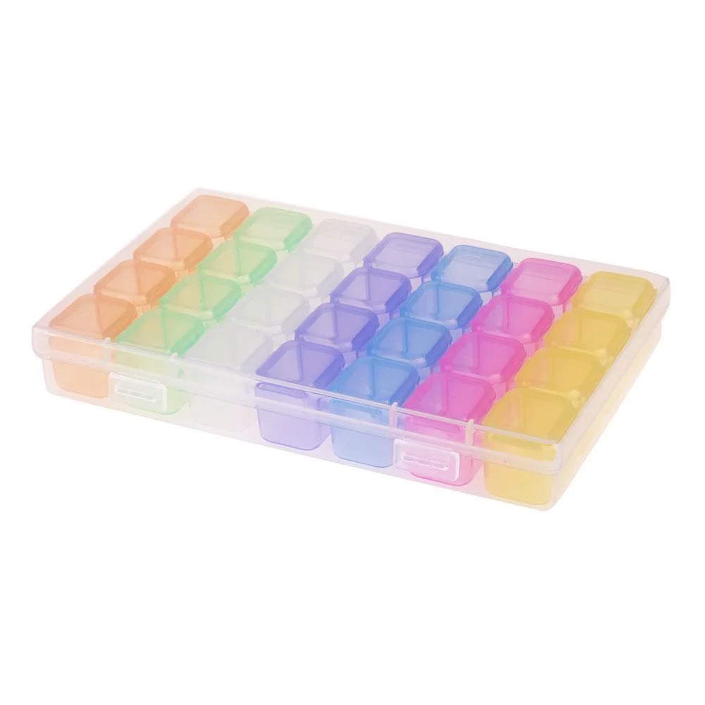 28 Grids Plastic Storage Box Nail Rhinestone Jewelry Display Case(Colorful)