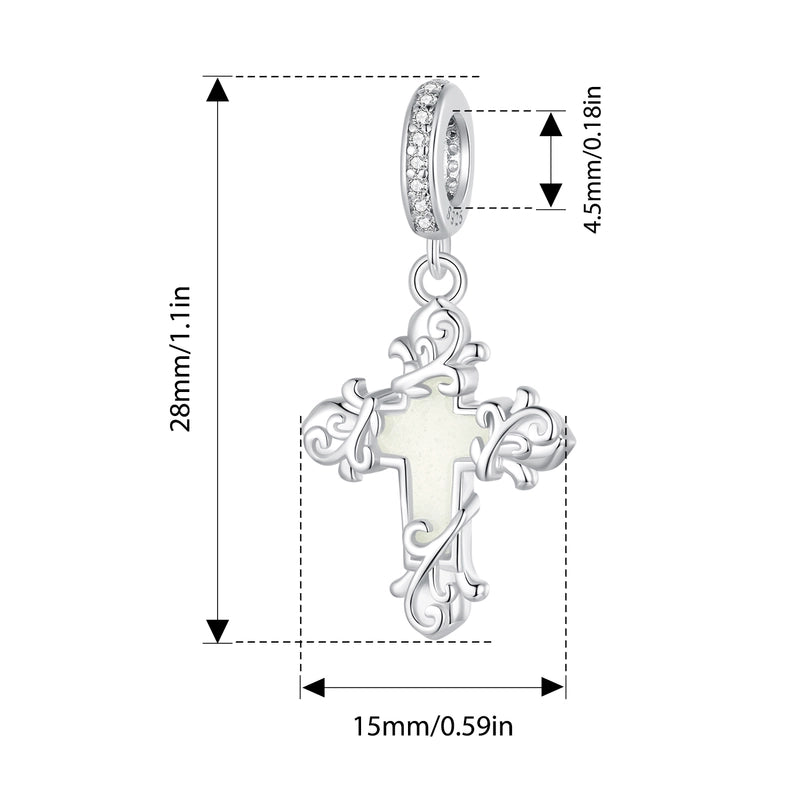 1 Piece 28*15mm 925 Sterling Silver Zircon Cross Pendant Beads Jewelry Accessories