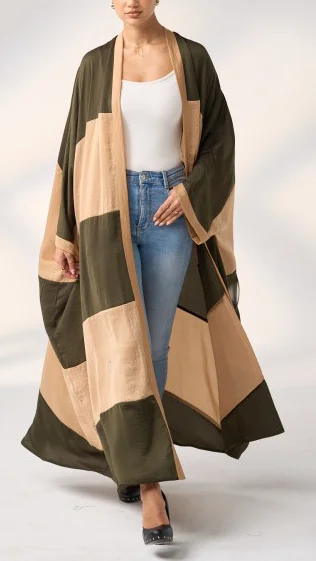 Cotton And Linen Stitching Cardigan Abaya-inspireuse