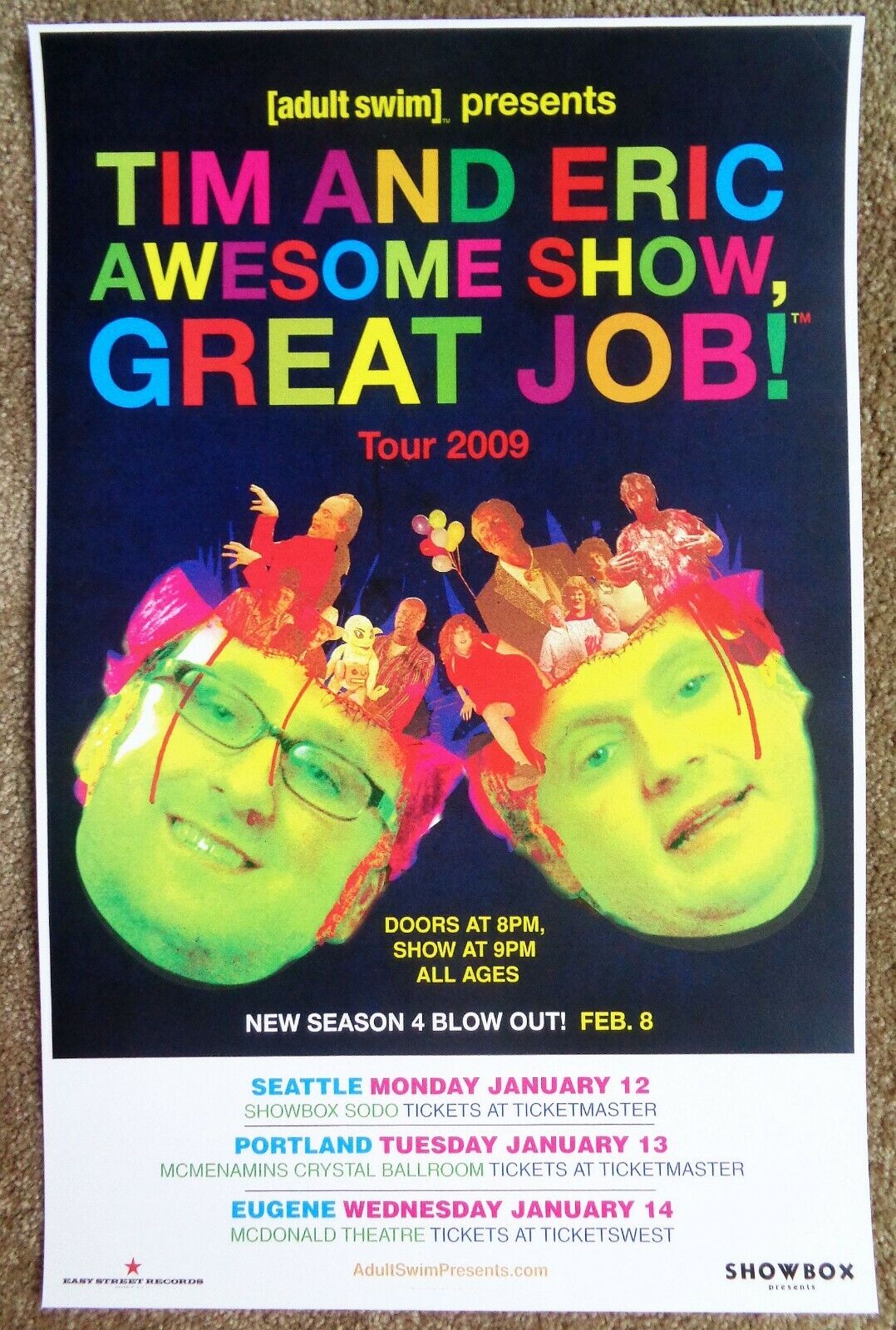 TIM And ERIC 2009 Gig POSTER Awesome Tour Seattle & Portland Oregon