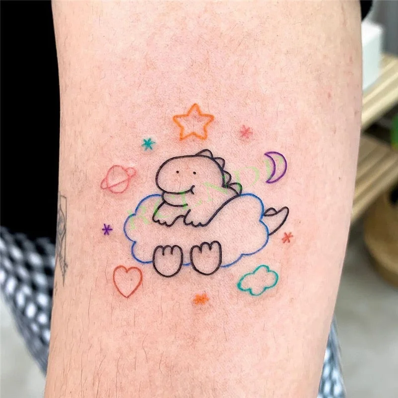 Waterproof Temporary Tattoo Sticker Cute yellow rabbit cartoonTatto Flash Tatoo Fake Tattoos for Kids Men Women