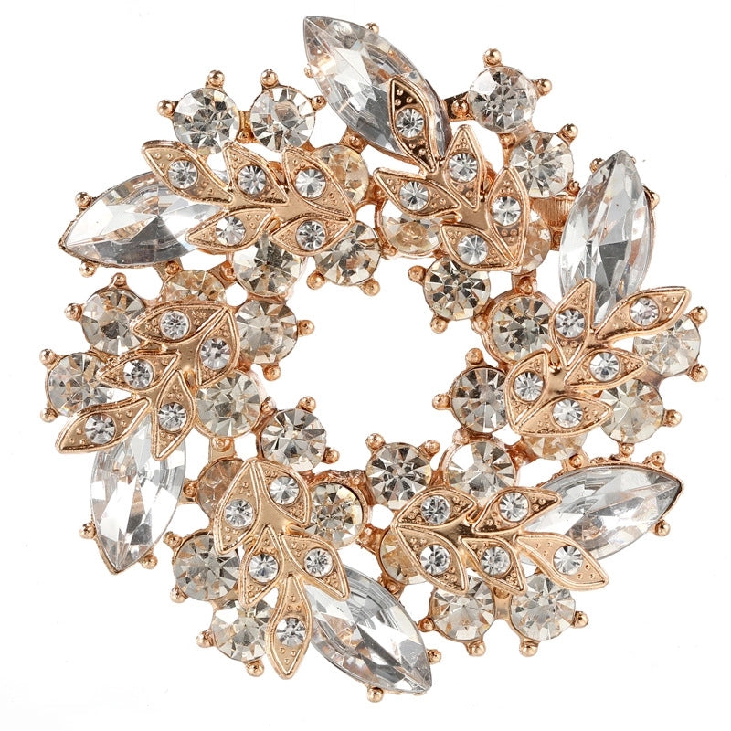 Spot Fashion High-end Gifts Korean Style Corsage Jewelry Shiny Rhinestone Crystal Bauhinia Flower Women Ring Brooch