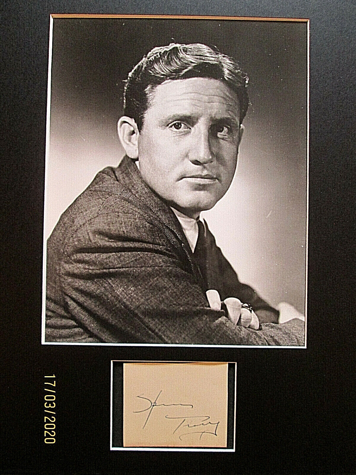 SPENCER TRACY: (ORIGINAL VINTAGE SIGN CARD) WITH MATTED Photo Poster painting (CLASSIC ACTOR)