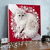 Kit de peinture en perles en forme sp&eacute;ciale pour un chat bricolage en forme de diamant avec cadre cadeau 25x25cm