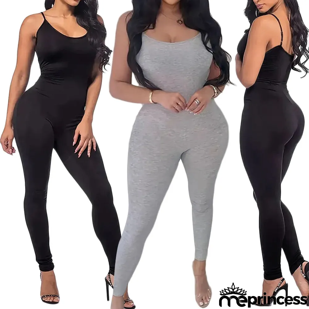 Tight Backless Solid Sling Jumpsuit