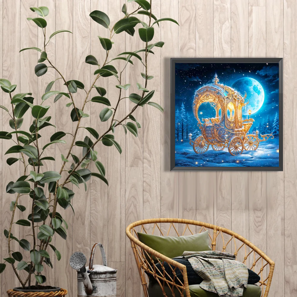 Full Round Diamond Painting 40*40cm - Pumpkin Carriage Under The Quiet Moon