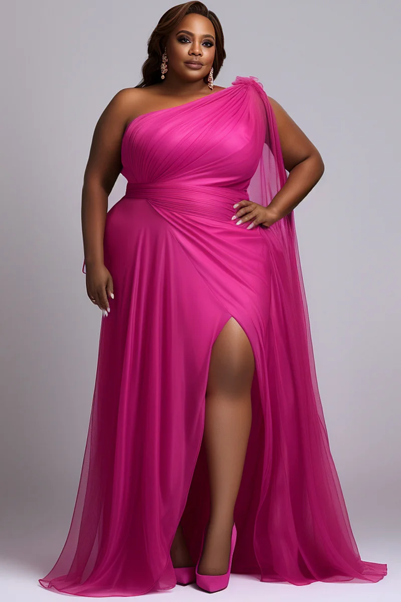 Sexy Formal Solid Slit Fold Oblique Collar Irregular Dress Dresses Sexy Formal Solid Slit Fold Oblique Collar Irregular Dress Dresses