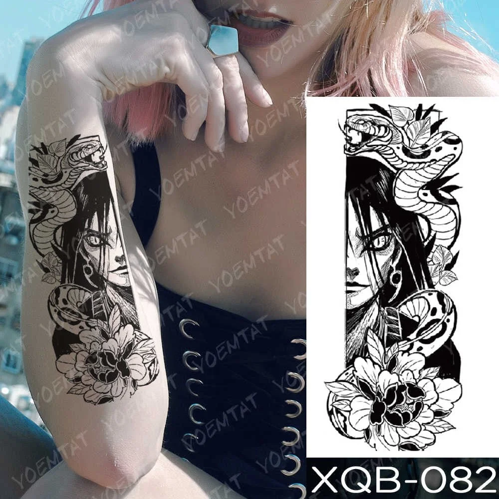 Waterproof Temporary Tattoo Sticker Kurama  Orochimaru Snake Flash Tattoos  Old School Body Art Arm Fake Tatoo Women Men