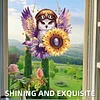 Eule Sonnenblume 2D flache DIY-Acryl-Diamant-Malset, Fensterh&auml;nger-Wanddekoration