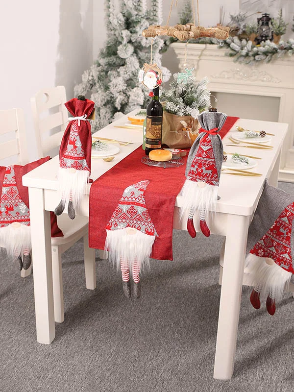 Christmas Rudolph Embroidered Pure Color Tablecloth