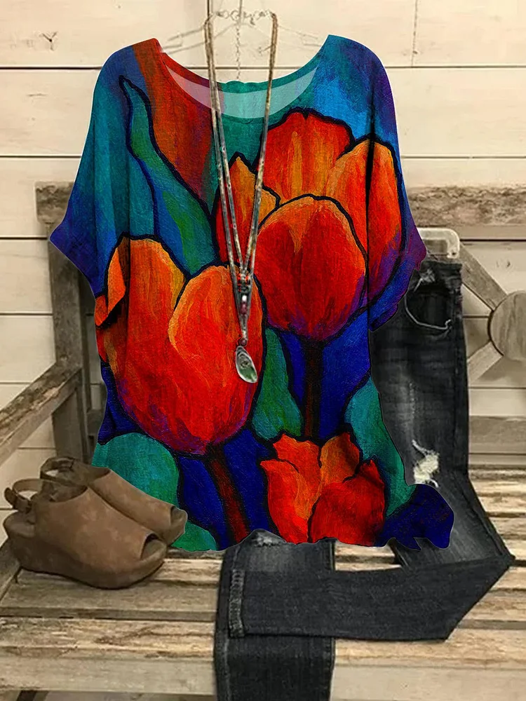 Women's Tulip Printed Casual Top