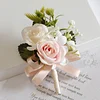 10PCS Red Pink Wedding Catering Bridal Groom Guests Corsage Boutonniere Wrist Artificial Flower Bouquets