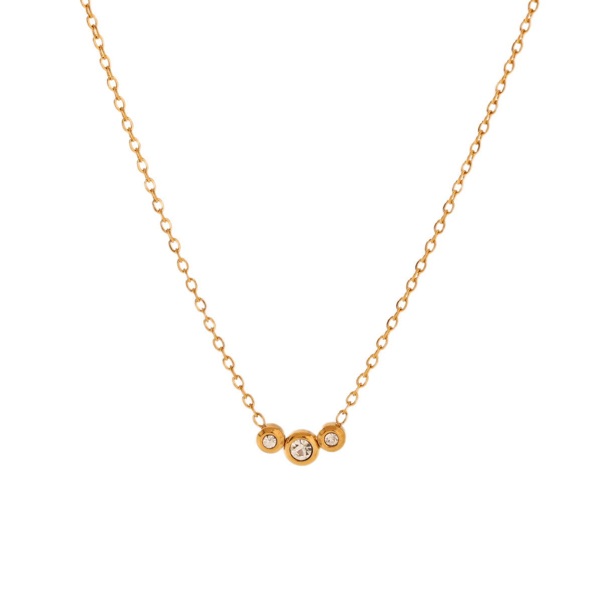 18K Gold Geometric Stainless Steel Inlaid Zircon Pendant Necklace Female Niche Design Titanium Steel Clavicle Chain