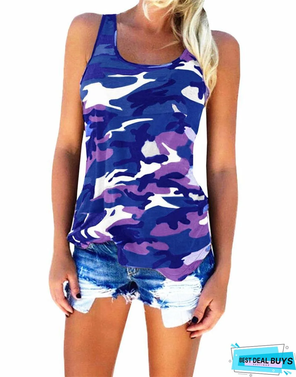 Summer New Camouflage Fashion Versatile Sleeveless Vest T-Shirt For Women