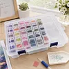32 Double Buckle Clear Bead Organizer Box with Compartments Plastic Storage Boxes Set with Stickers Multifunctional Diamond Painting Storage Containers for Diamonds Seeds Beads Nail Rhinestones