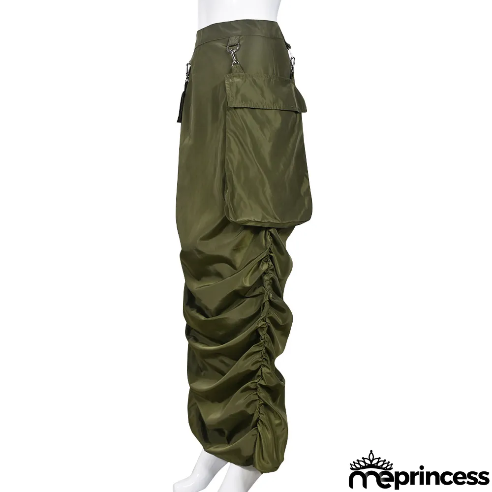 Spring Street Style Women's Pleated Pocket Slit Skirt