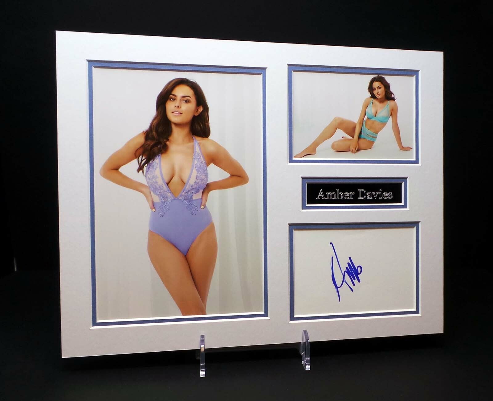 Amber DAVIES Signed Mounted Sexy Photo Poster painting Display AFTAL RD COA Love Island Winner