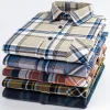 Pure cotton plaid casual square collar pocket long sleeve shirt