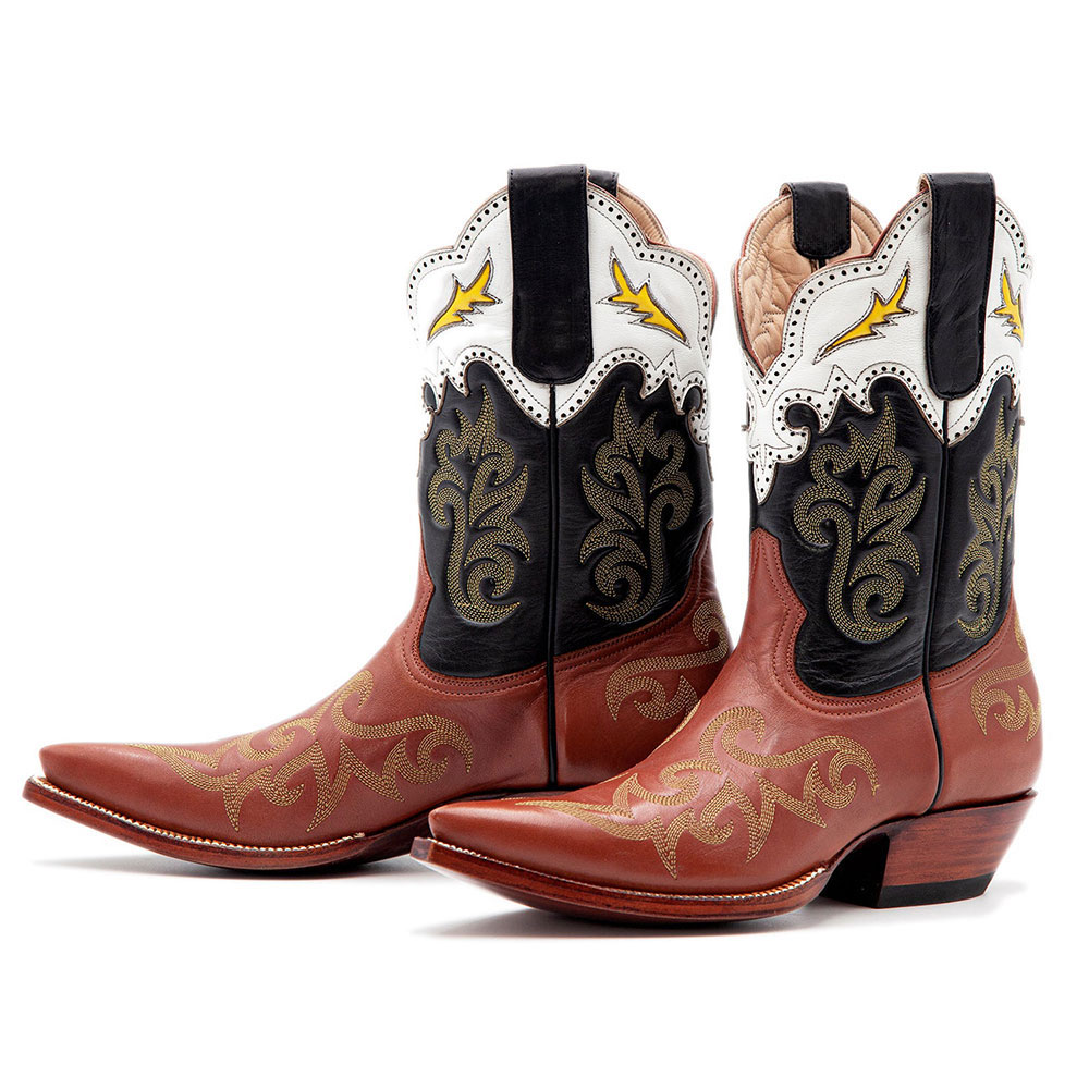 Multi Color Vintage Embroidered Mid-Calf Western Boots for Women