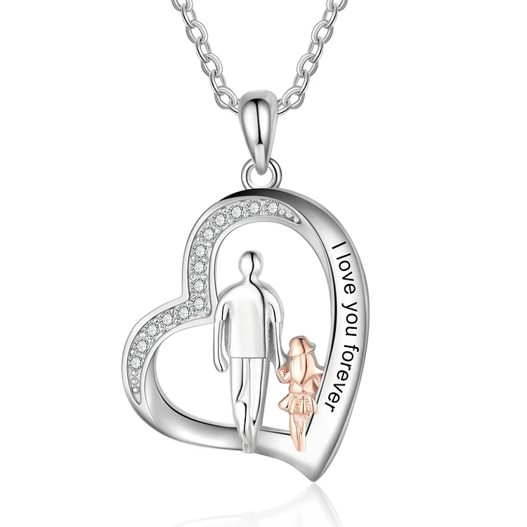 Father and Daughter Heart Necklace I Love You Forever for Her