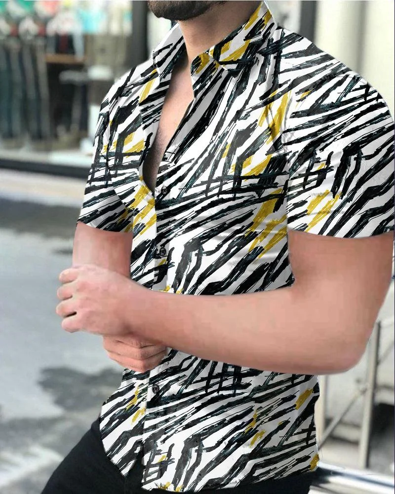 Men's Abstract Casual Shirt Short Sleeve