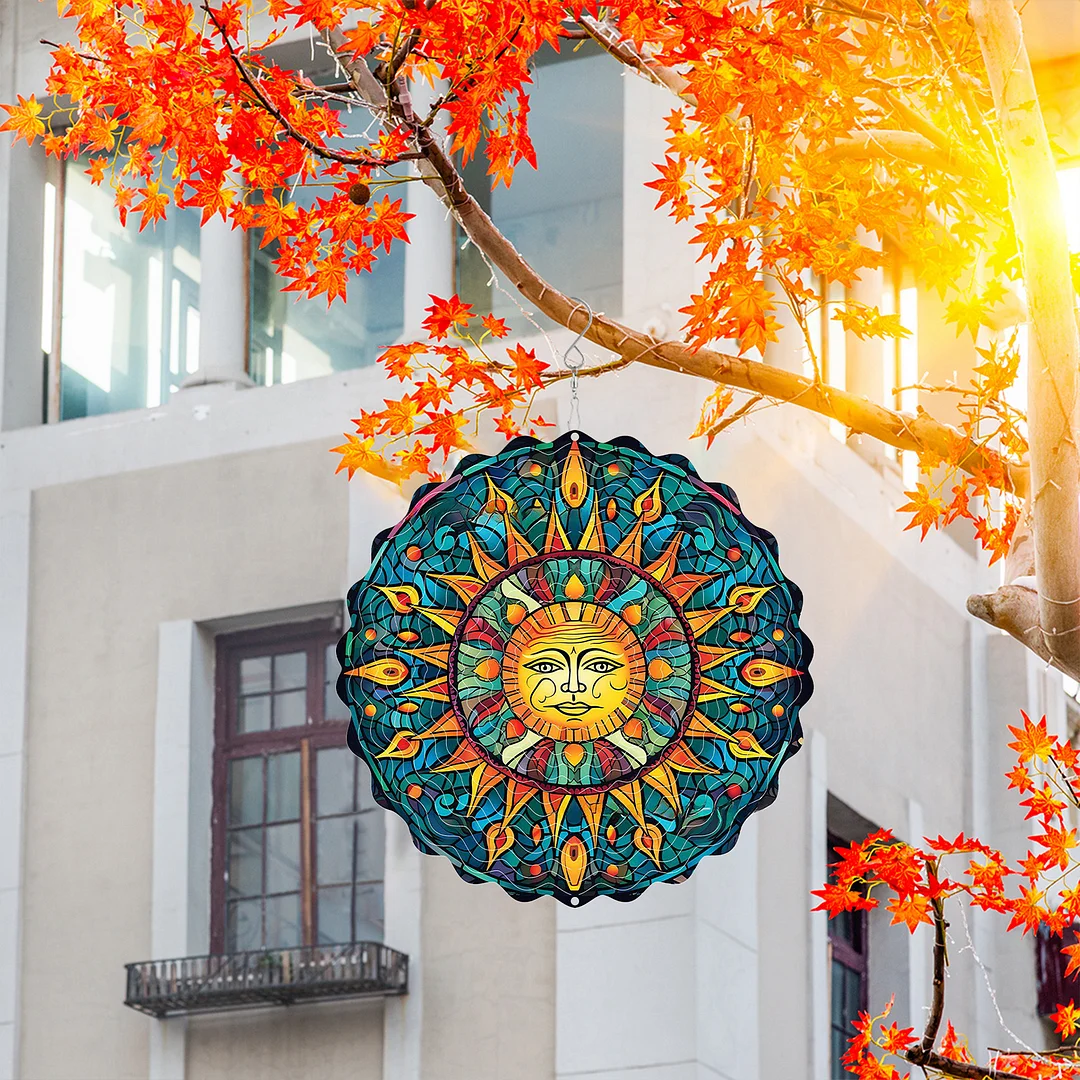 Mandalas Hanging Wind Spinner 360 Degree Rotating 3D Garden Wind Spinners 10-Inch Hanging Wind Catcher Art Gift for Home Garden Halloween Christmas (06)