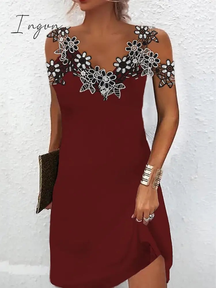 Ingvn - Women’s Casual Dress Summer Plain Lace Strap Mini Fashion Modern Outdoor Street