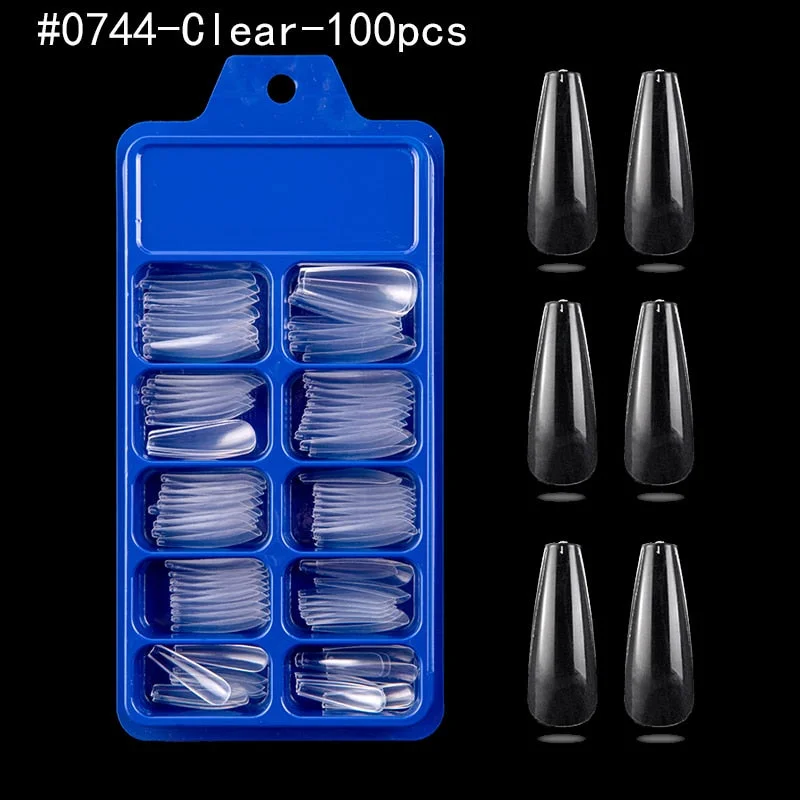 Lamemoria 100/500pcs/opp/box Fake Nails Coffin Nail Tips Press on Nails Natural Clear Long Ballerina DIY False Nail Full Cover-Nail Inspo
