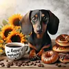 Sunflower Coffee Dachshund-11CT Stamped Cross Stitch 40*40cm/15.75*15.75in